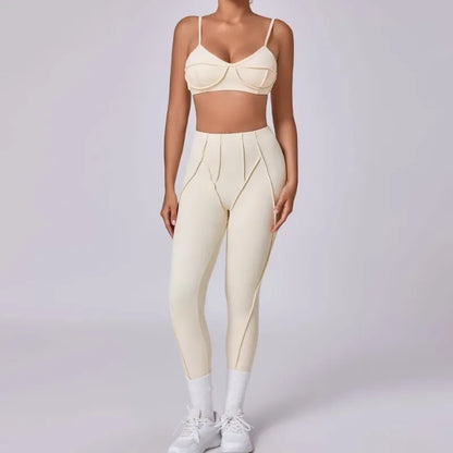 2-Piece Yoga Set – Open Back Sports Bra &amp; High Waist Shorts