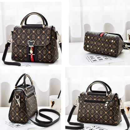 Monogram Print PU Leather Shoulder Bag For Women With Single Strap Casual Tote Bag - Versatile Everyday Accessory