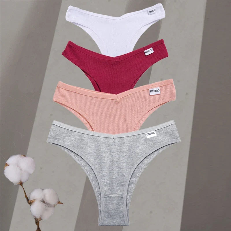 Premium Cotton Brazilian Panties – 4-Piece Set for Women