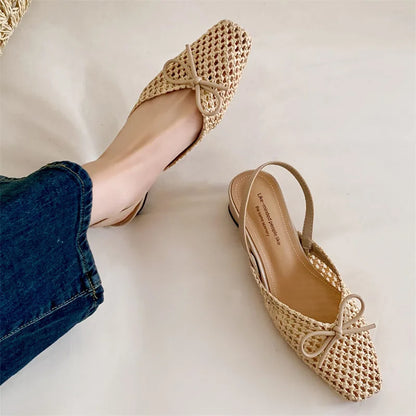 Woven Bow Back Strap Design Sandals Women&
