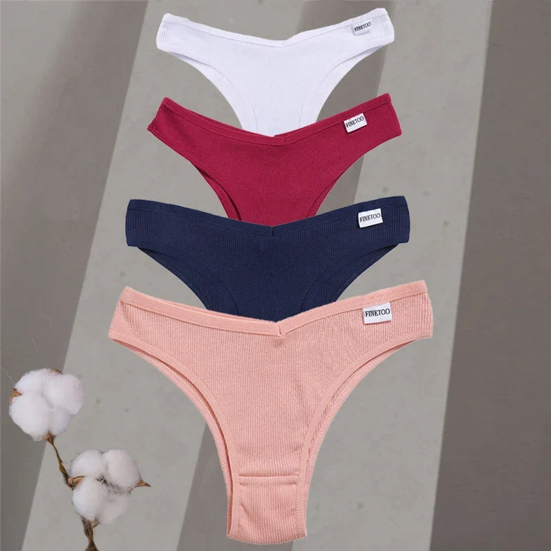 Premium Cotton Brazilian Panties – 4-Piece Set for Women
