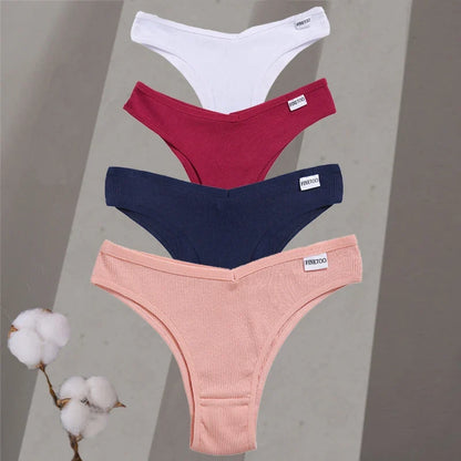 Premium Cotton Brazilian Panties – 4-Piece Set for Women