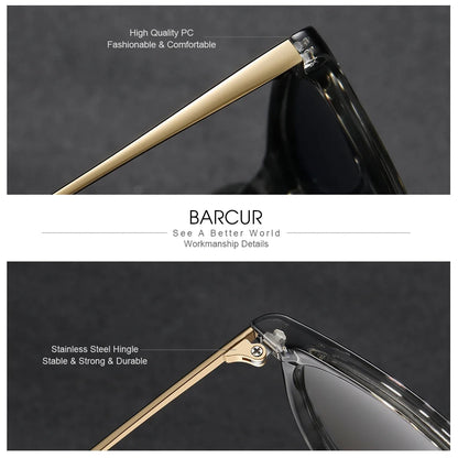 BARCUR Retro Circular Polarized Sunglasses for Women – Fashion Travel UV400 Protection TAC Lens – Durable Comfortable Plastic Titanium Frame Stylish Summer Eyewear – Trendy Mirror Lens Gift Box Included