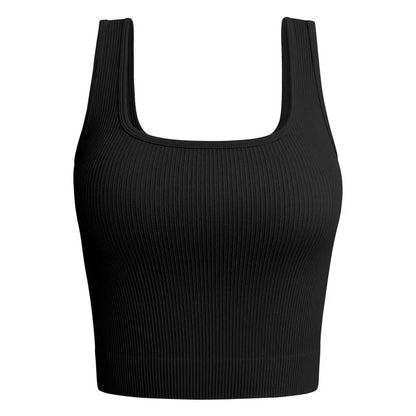 Women Solid Square Neck Ribbed Tank Top Camisole Women Summer Basic Elastic Sleeveless Crop Tops