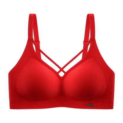 Traceless Half-Fixed Cup Women Underwear Thin Jelly Soft Support Anti Drop Adjustable No Steel Ring Super Soft Solid Color Bras