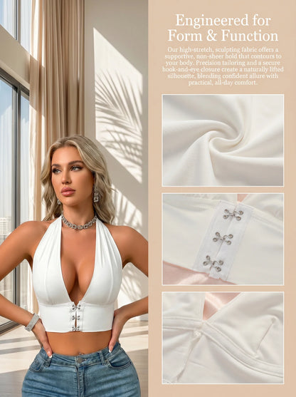 White Halter Corset Top Full cup women&