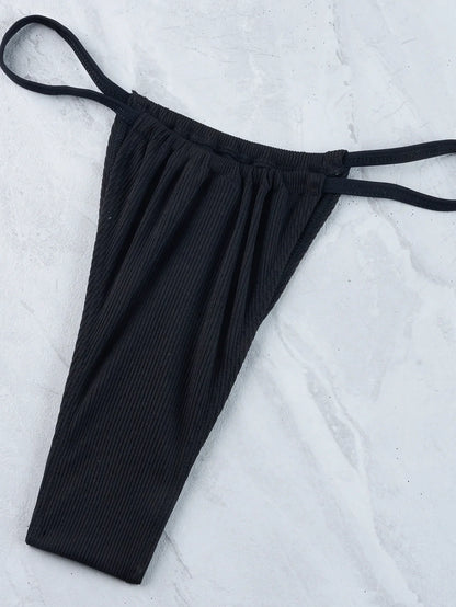 Sexy Micro Bikini 2024 Woman Swimsuit White Ribbed Swimwear Women String Thong Bikinis Set Female Bathing Suit Beachwear Biquini