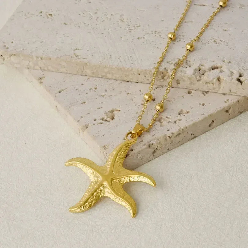 1Pc Temperament Fashion Summer Beach Blue Marine Life Sea Horse Shell Turtle Mini Fish Bead Necklace Classic Clavicle Chain