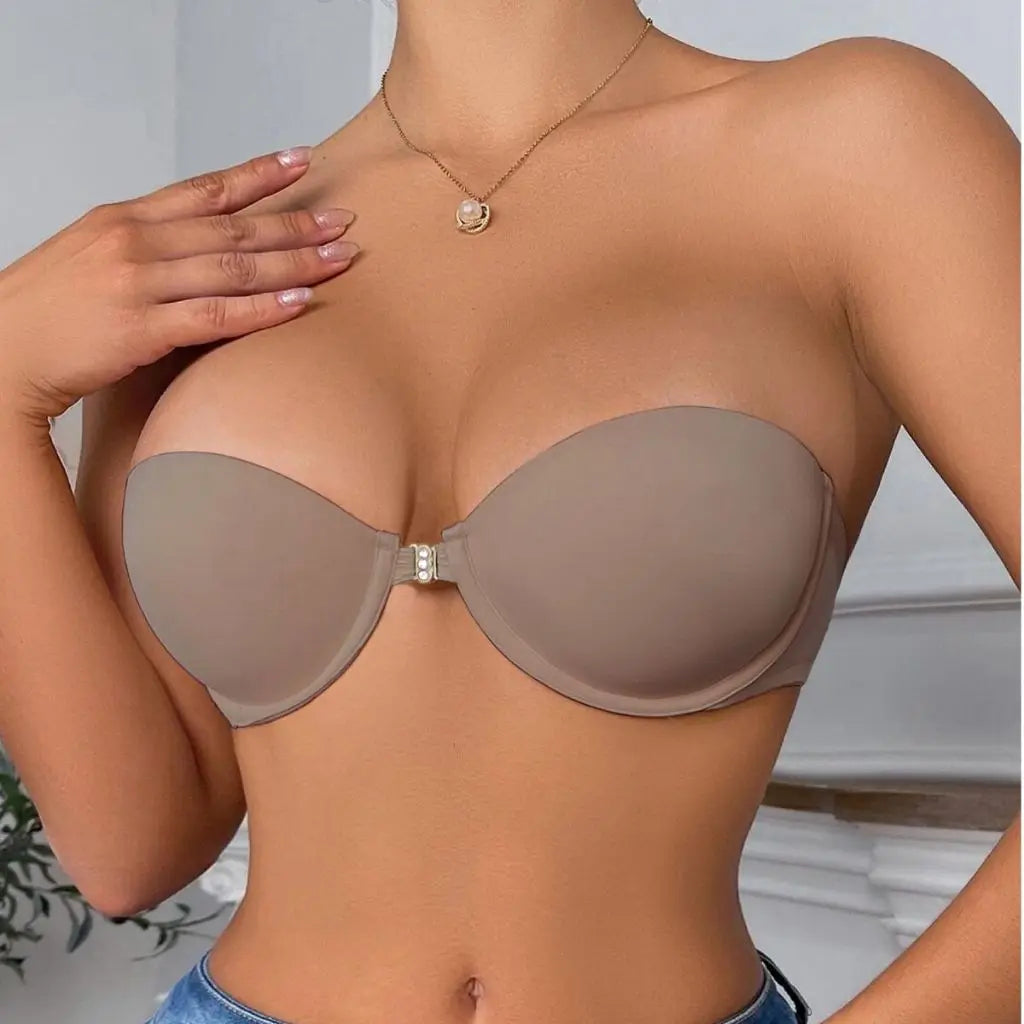 BEAUWEAR Front Closure Demi Bra for Woman Plain Invisible T-shirt Bra Strapless Bras Beauty Back Lingerie B C Cup