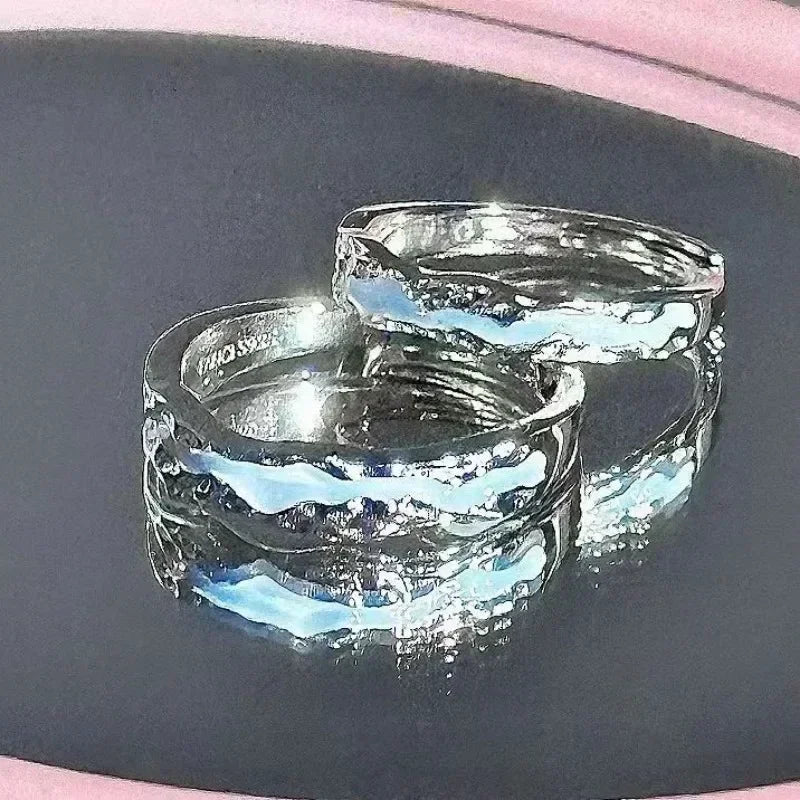 New Enamel Luminous Adjustable Finger Ring Vintage Luxury Love Couples Rings Glow In Dark Y2K Jewelry Valentine&