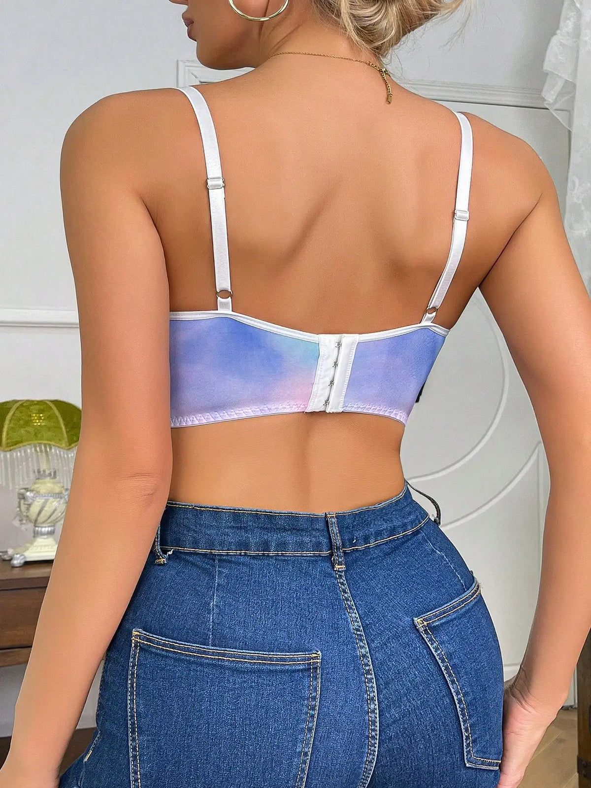 New Fashionable White Lace Splicing Colorful Bra without Steel Hoop, Sexy Women&