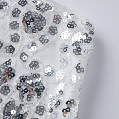 Womens Summer Sequined Mini Skirt Slim Fit Stylish Beaded Geometric Pattern Low Rise Short Skirts