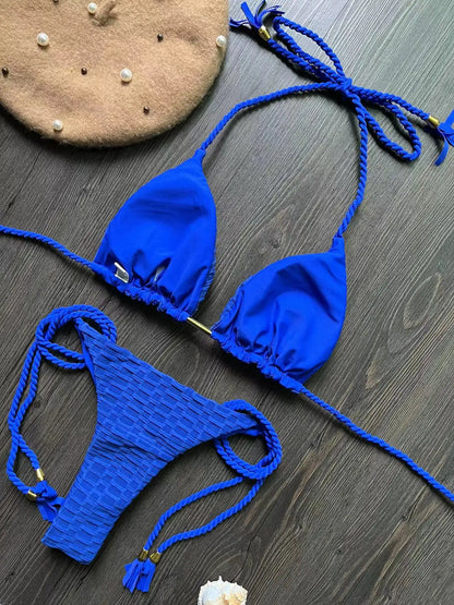 2026 new sexy bikini set with braided straps and split swimsuit 2-piece beach swimsuit