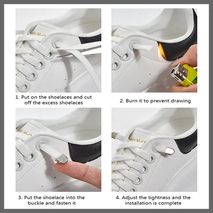 1 Pair Flat Elastic No-Tie Shoe Laces for Sneakers Tennis Shoes Quick Clip-On Shoelaces Accessories for Kids &amp; Adults