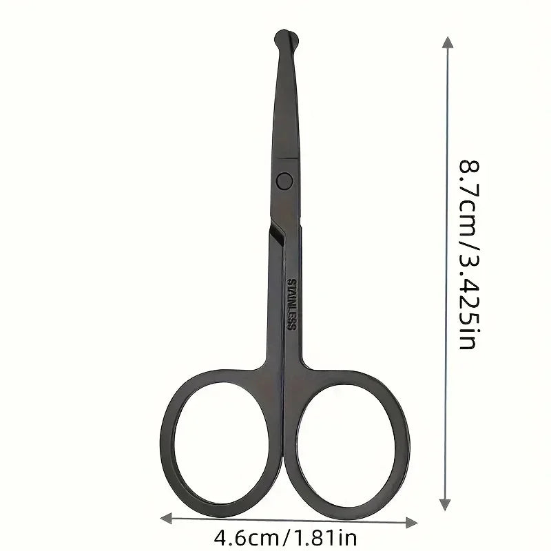 Black Round Head Nose Hair Trimmer, Stainless Steel Safety Nose Trimmer for Men &amp; Women