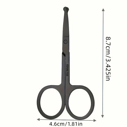 Black Round Head Nose Hair Trimmer, Stainless Steel Safety Nose Trimmer for Men &amp; Women