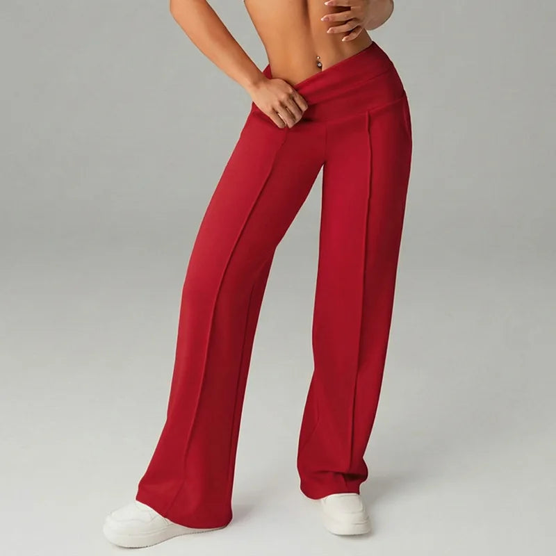 STOUREG High Waisted Yoga Pants for Women, Loose Wide Leg Workout Trousers with Pockets for Running and Outdoor Exercise
