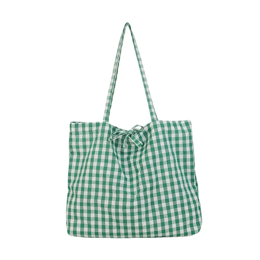 Casual Plaid Tote Bag With Large Capacity Lightweight Shoulder Handbag For Women Daily Use