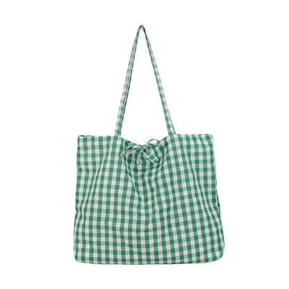 Casual Plaid Tote Bag With Large Capacity Lightweight Shoulder Handbag For Women Daily Use