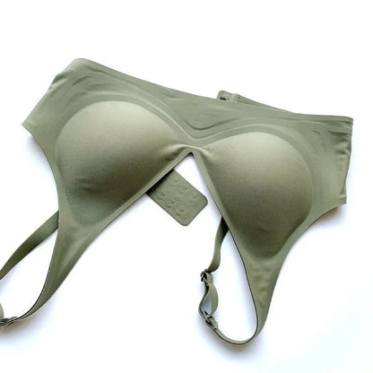 Sexy Seamless Bras For Women Wire Free Push Up Brassiere Deep V-Neck Lingerie U-Back 2-Hook Underwear Intimates S-5XL