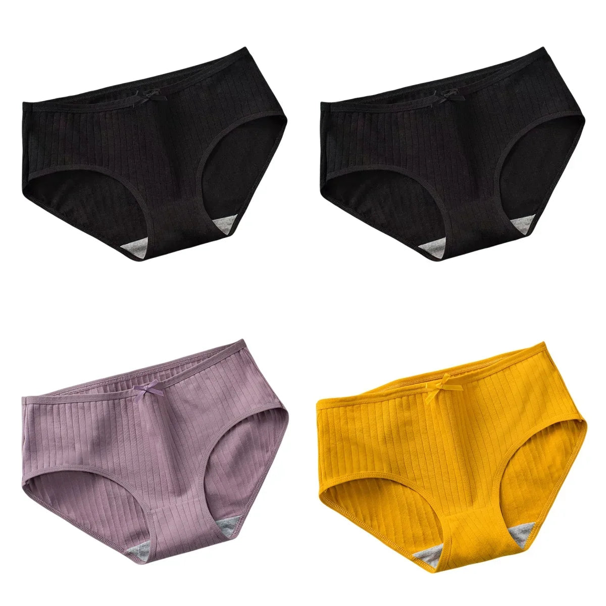 4Pcs/Set Women Cotton Panties Low Waist Briefs Breathable Comfort Underwear Sexy Lingerie Solid Color Underpants Intimates M-XL
