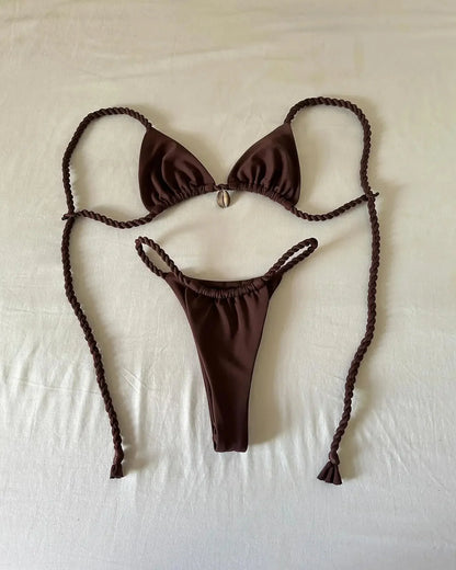 Micro Bikinis Sexy Women Swimsuits Swimwear 2025 Push Up Bikini Set Shell Bathing Suit Halter Beachwear Brazilian Biquini Female