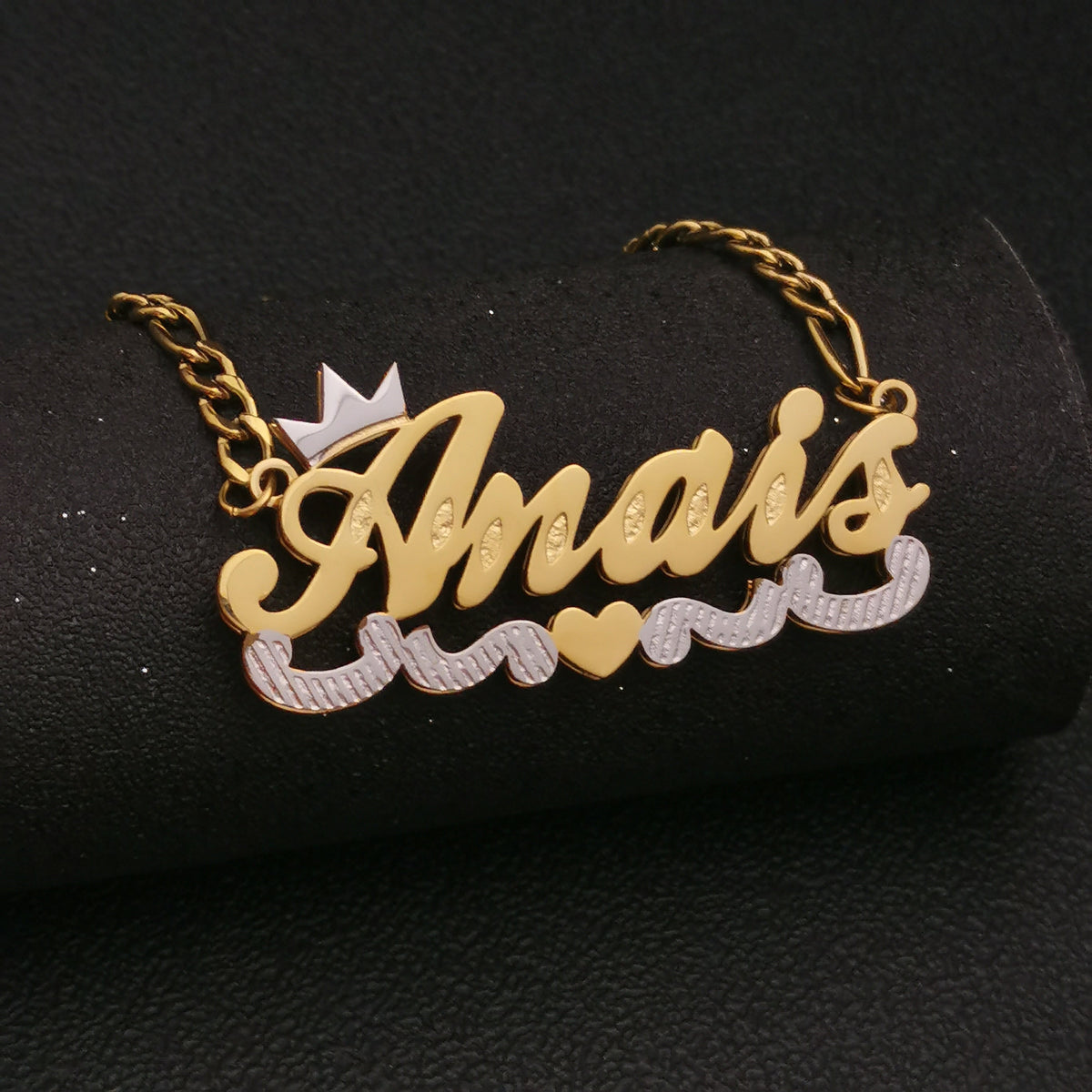 3D Double Plate Custom Nameplate Necklace Gold Plate Pendant Personalized Name Necklace