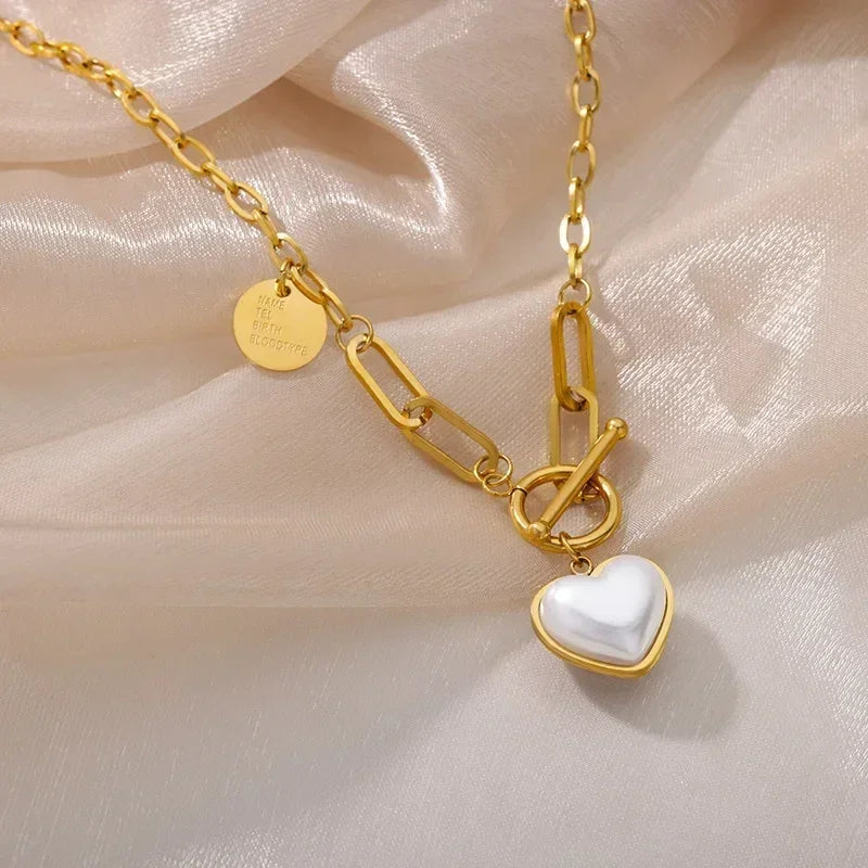 316L Stainless Steel Multilayer Heart Necklace For Women Girls Goth Gold Color Clavicle Chain Charm Choker Jewelry Birthday Gift