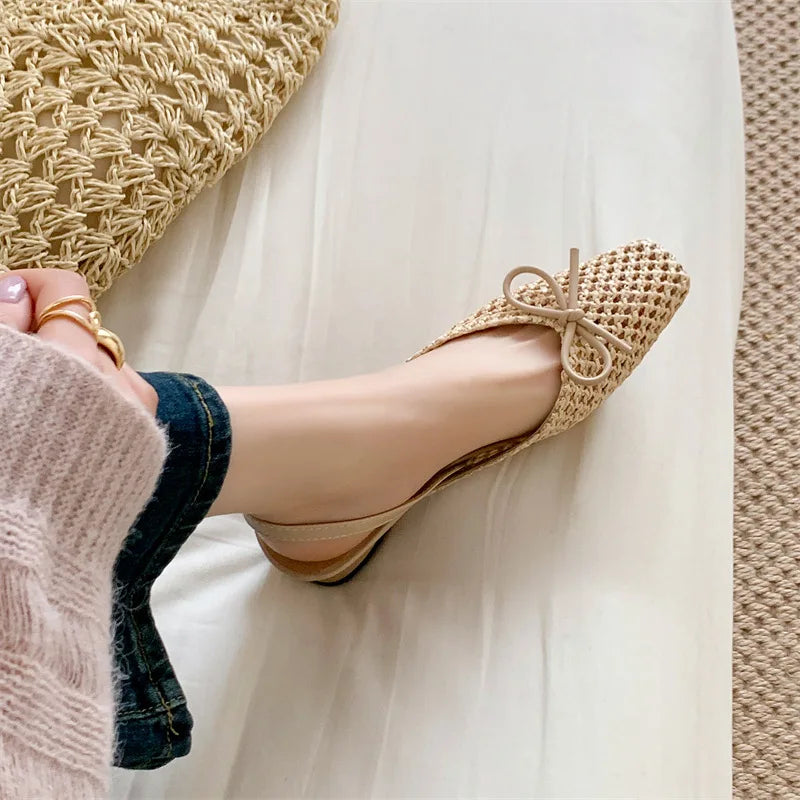 Woven Bow Back Strap Design Sandals Women&