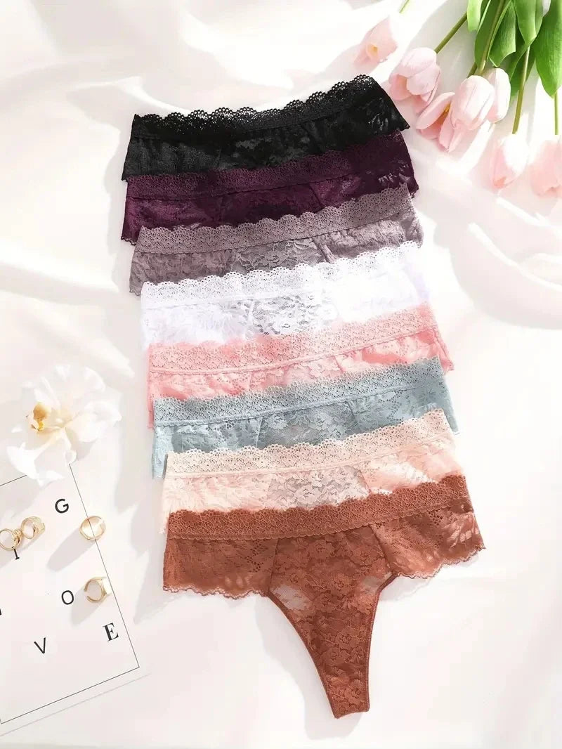 5-Piece Lace Thong Set – Low-Rise Sexy Briefs for Women