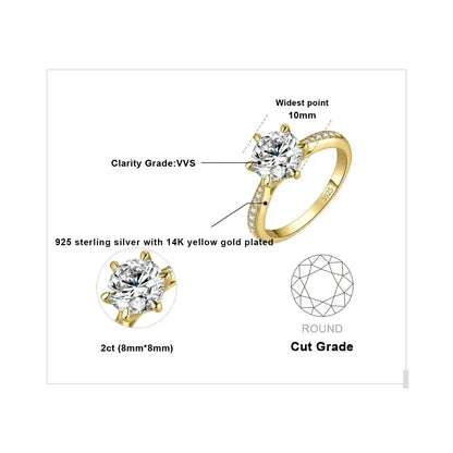 JewelryPalace Moissanite D Color 0.5ct 1ct 1.5ct 2ct 3ct Round S925 Sterling Silver Wedding Engagement Ring for Women