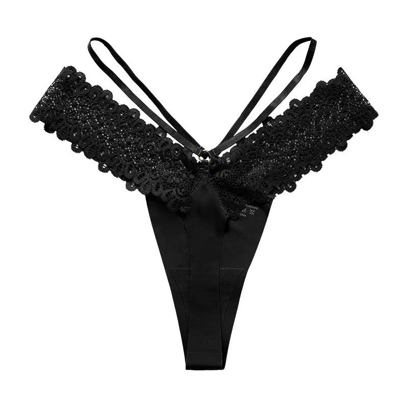 Lace Girls G String Thin Sexy Panties Seamless Women Briefs Ice Silk Thong Hollow Out Low Waist Underwear Female Lingerie