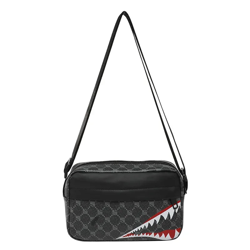 Unbranded Shark Mouth Crossbody Bag With Coin Purse And Phone Pocket - Durable Split Leather And Soft Polyester Lining