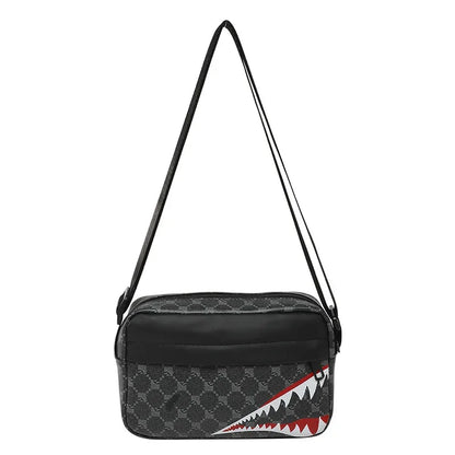Unbranded Shark Mouth Crossbody Bag With Coin Purse And Phone Pocket - Durable Split Leather And Soft Polyester Lining