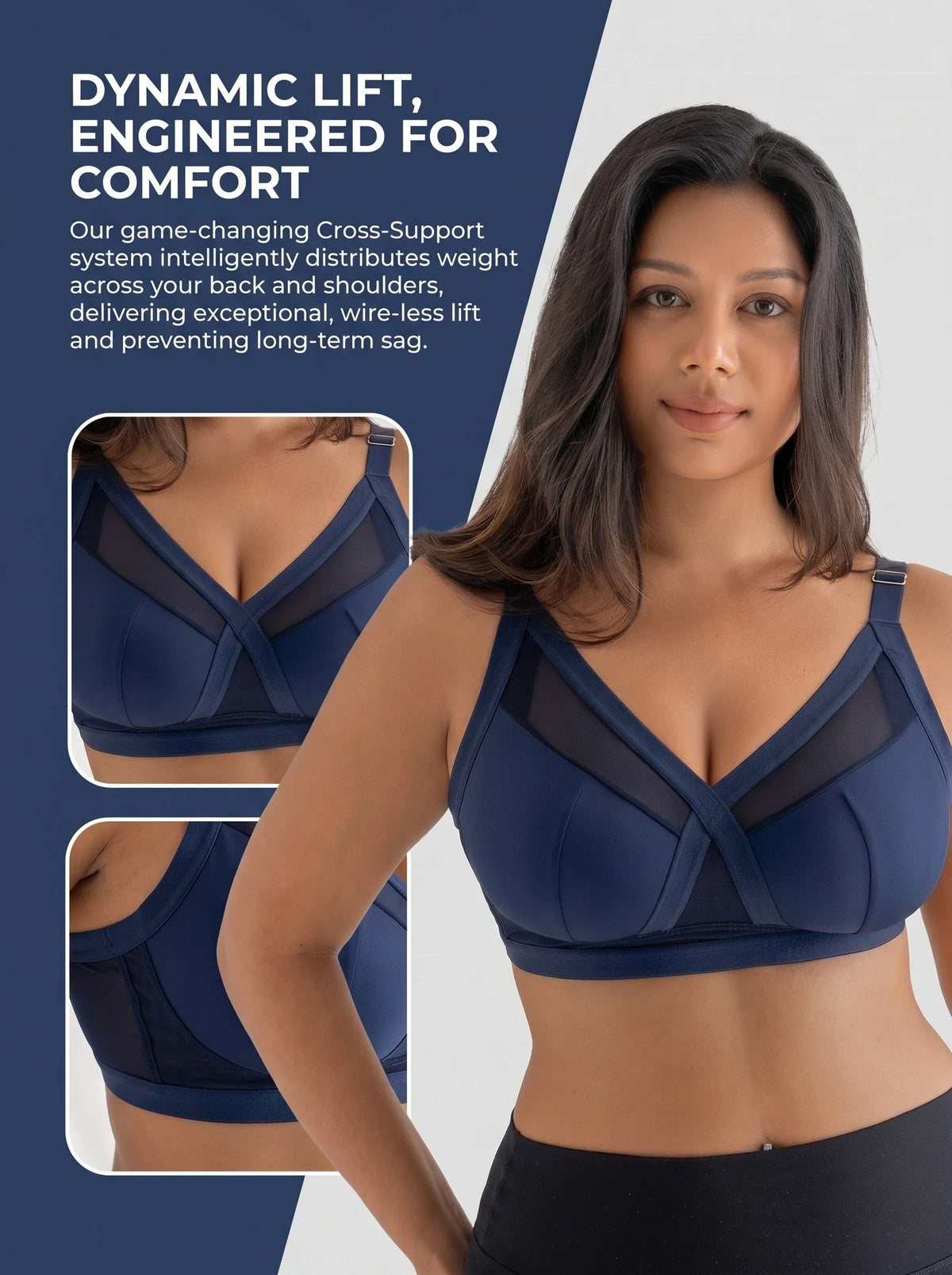Full Cup Sports Bra Plus Size Wirefree Cross Back Strappy Design Gym Yoga Running Exercise Padded Tank Top Activewea MR3678