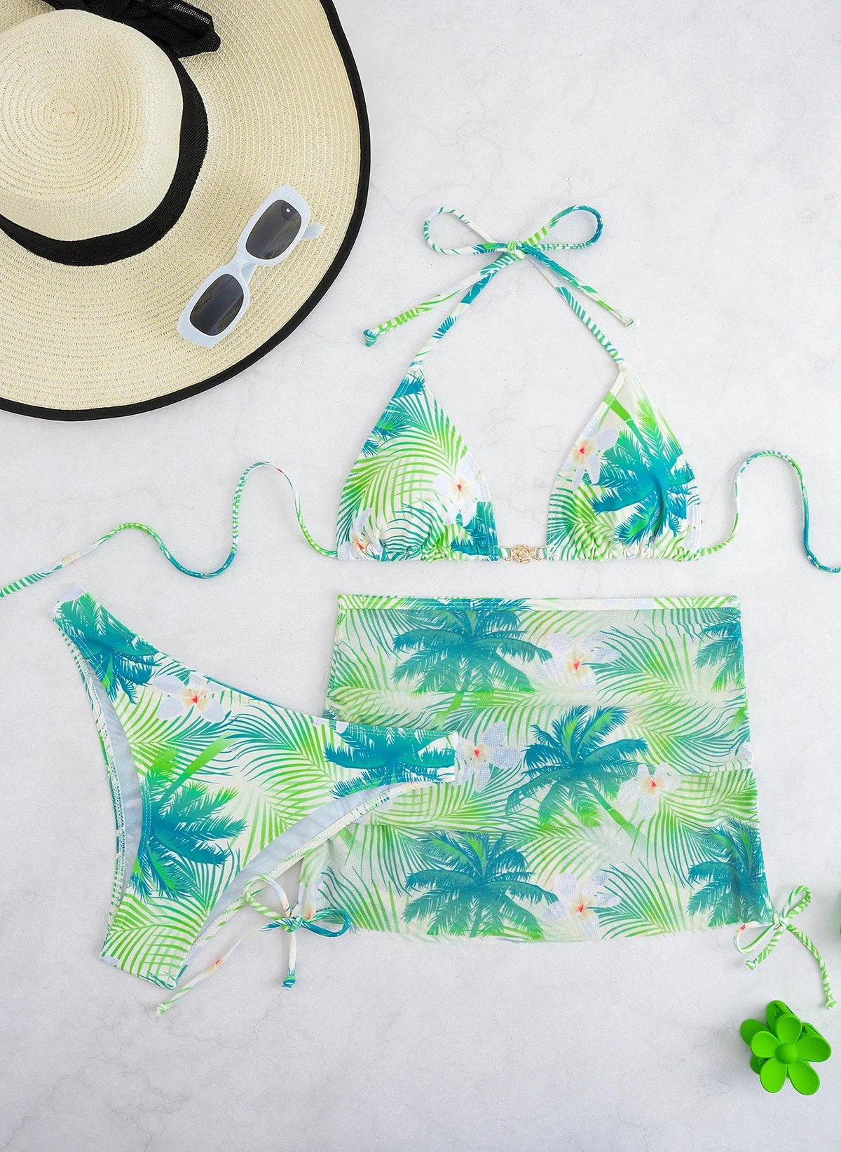 3 Pieces Halter Triangle Bikini 2026 Print Swimwear Female Sexy Swimsuit Women &amp; Beach Skirt Bathers Bathing Swimming Swim Suit