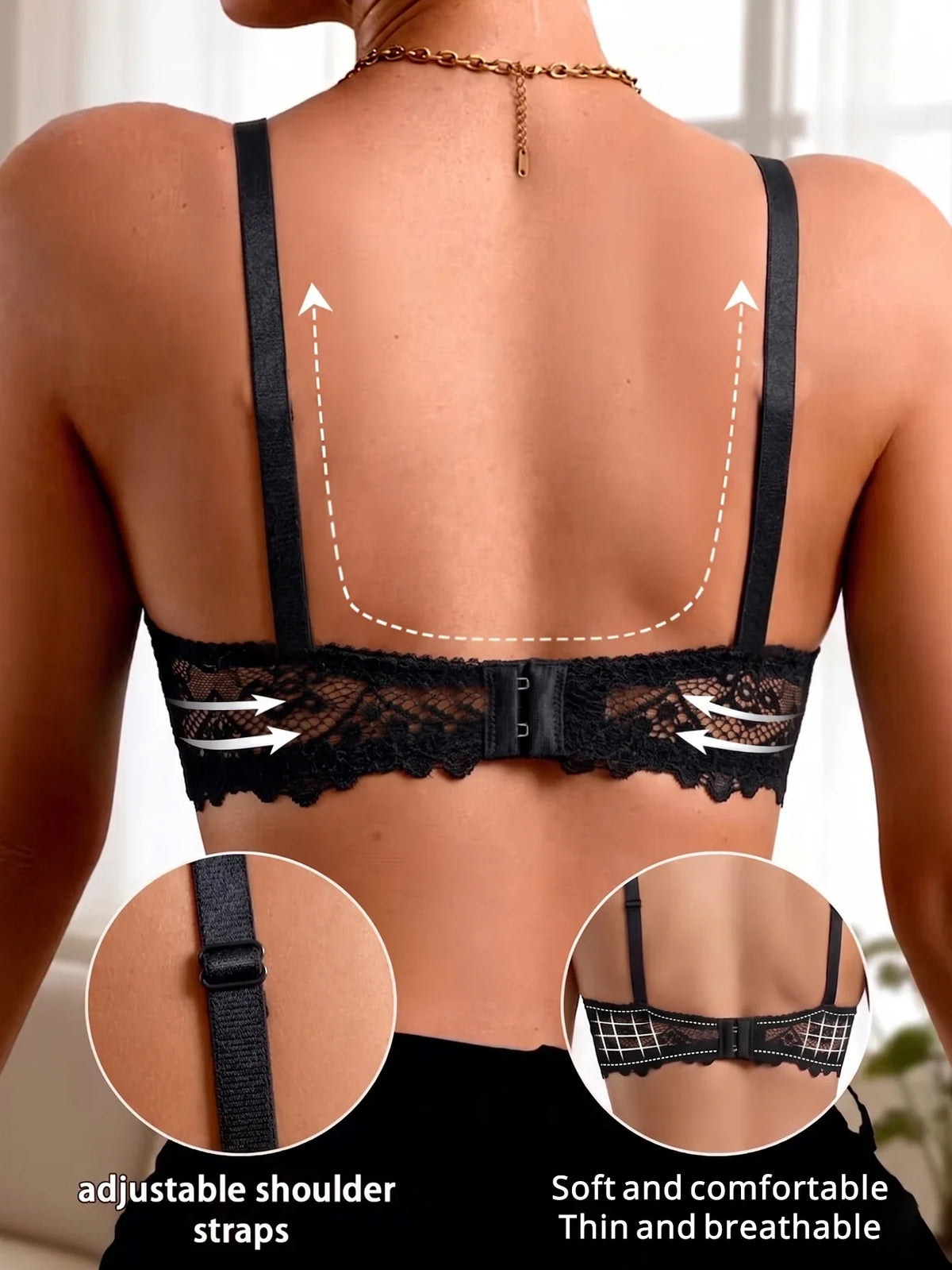 Women Floral Lace Bra Thin Cup Underwire Push Up Brassiere Breathable Mesh Back Lingerie Underwear