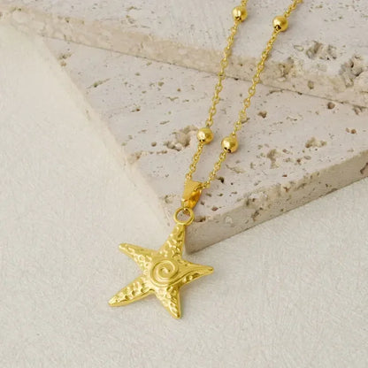 1Pc Temperament Fashion Summer Beach Blue Marine Life Sea Horse Shell Turtle Mini Fish Bead Necklace Classic Clavicle Chain
