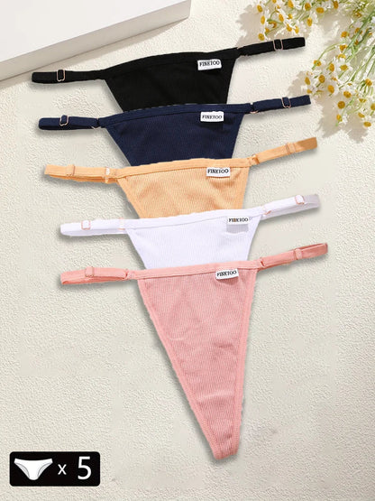 Premium Cotton Thong Panties for Women – 5-Piece Set