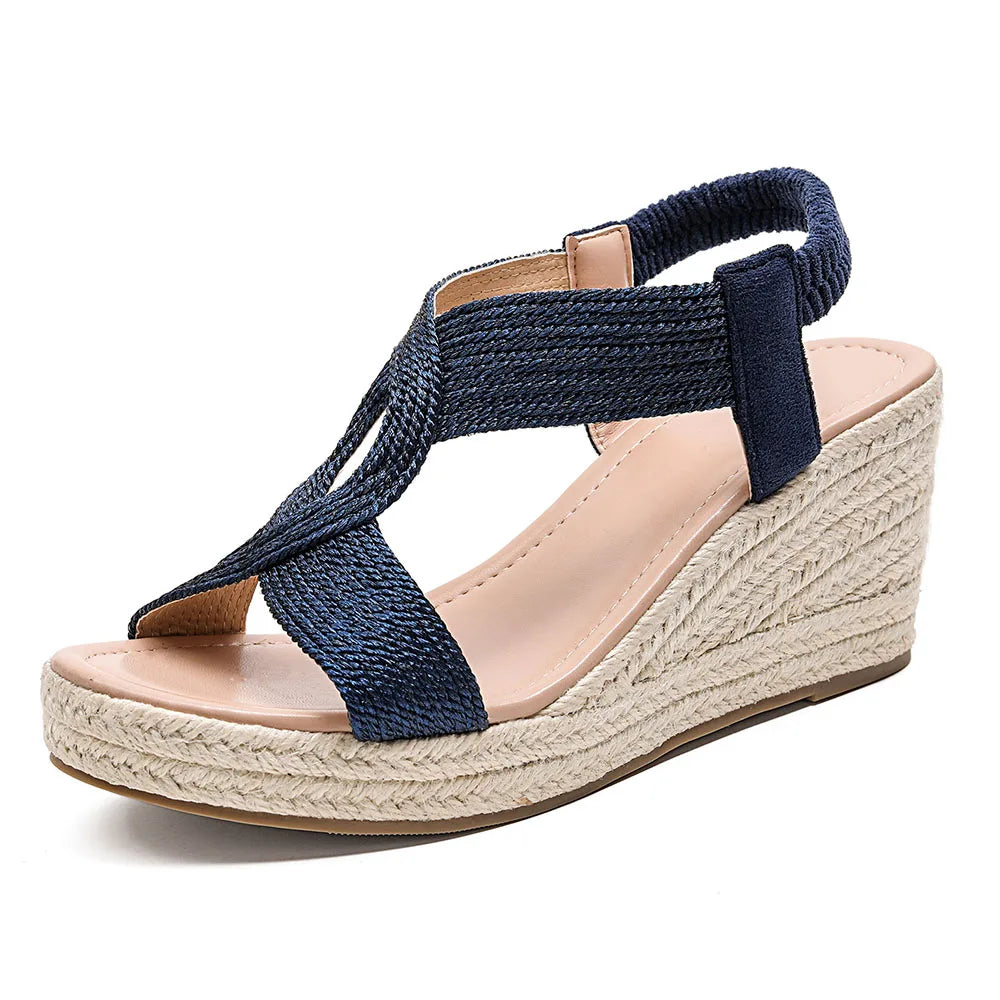 Leisure Big Size 42 Summer Platform Espadrilles Sandals Women High Heels Gladiator Wedges Sandals Vacation Shoes