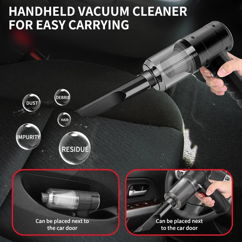 Handheld car vacuum cleaner, 15000pa portable cordless, dual use of blowing and suctionmulti-nozzles, for car, home, pet, office