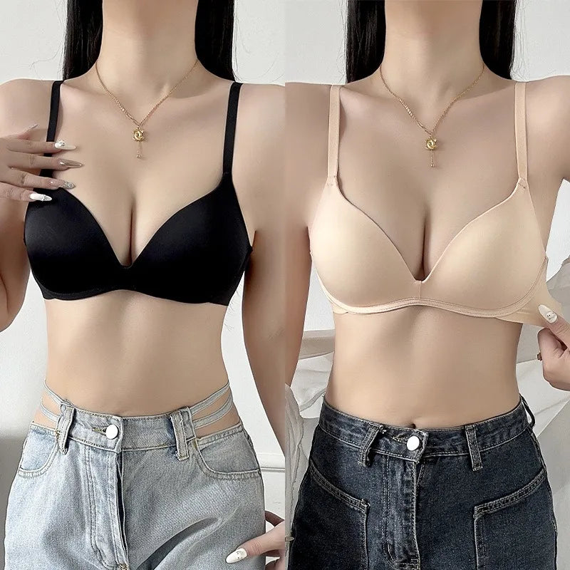 Women Wireless Fixed Mold Cup Smooth Bra Adjustable Strap Integrated Fixed Cup Lingerie Skin-Friendly Underwear S-XL Intimates