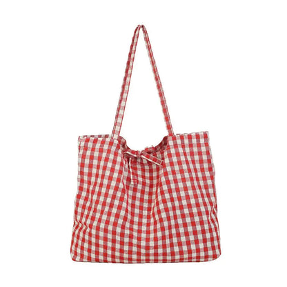 Casual Plaid Tote Bag With Large Capacity Lightweight Shoulder Handbag For Women Daily Use