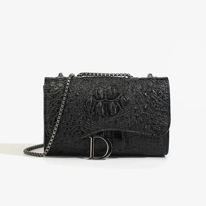 Women Sequined Chain Crossbody Bag With PU Leather - Chain Strap