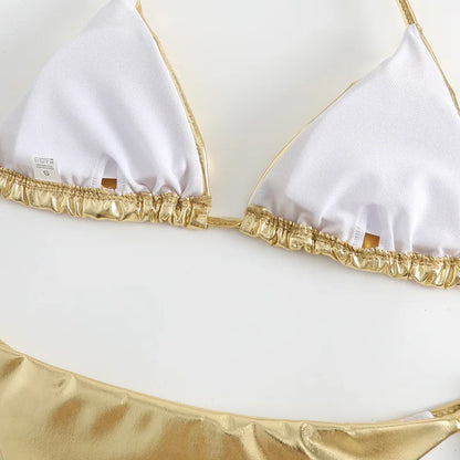 Sexy Gold Silver Red Strings Bikini 2024 Women Swimsuit Female Swimwear Thong Bikinis Set Brazilian Beach Bathing Suit Biquini