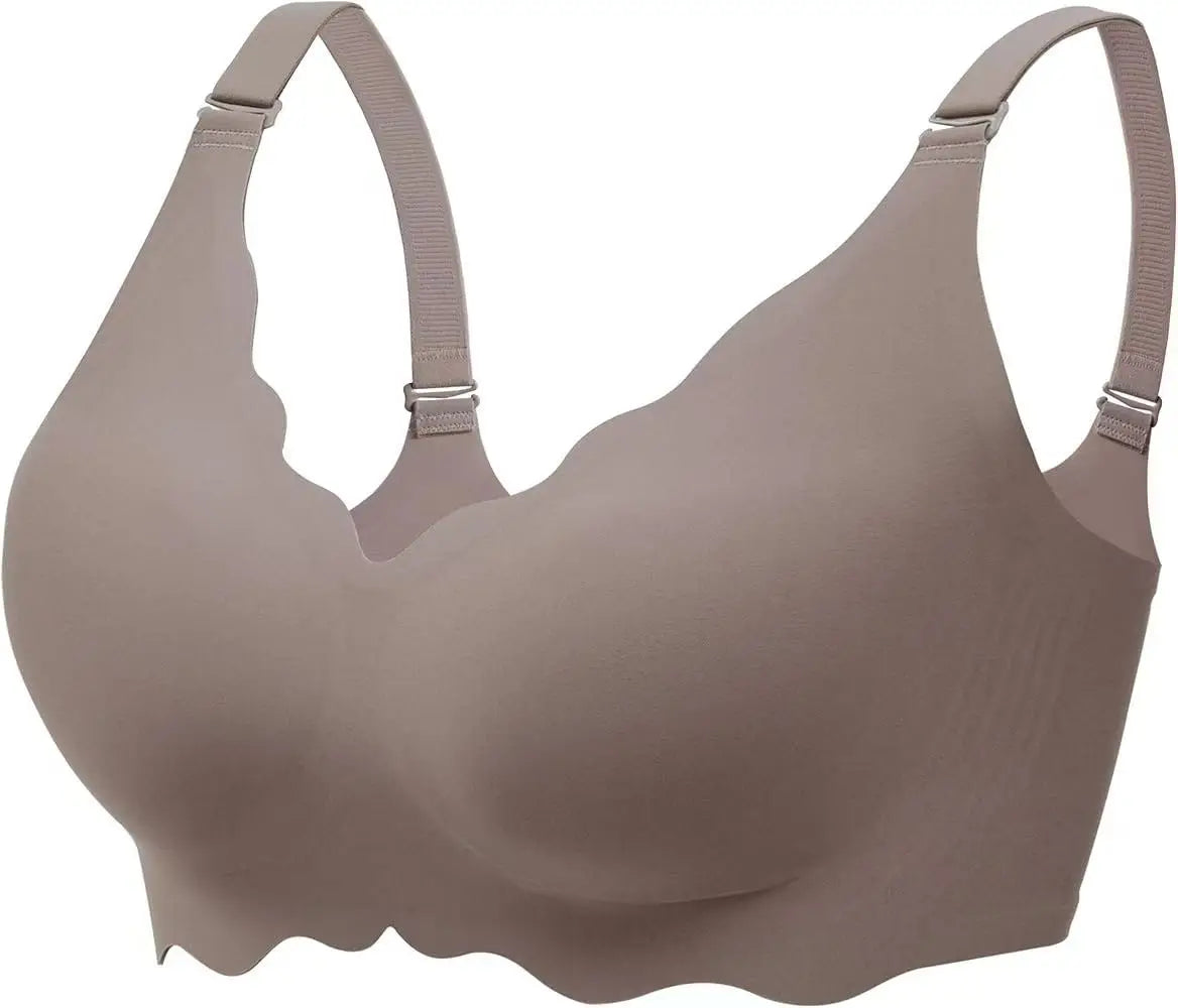 Plus-size Jelly-like Wire-free Bra Thin Molded Cups with A Wire-free Design Comfortable and Breathable Underwear Push Up