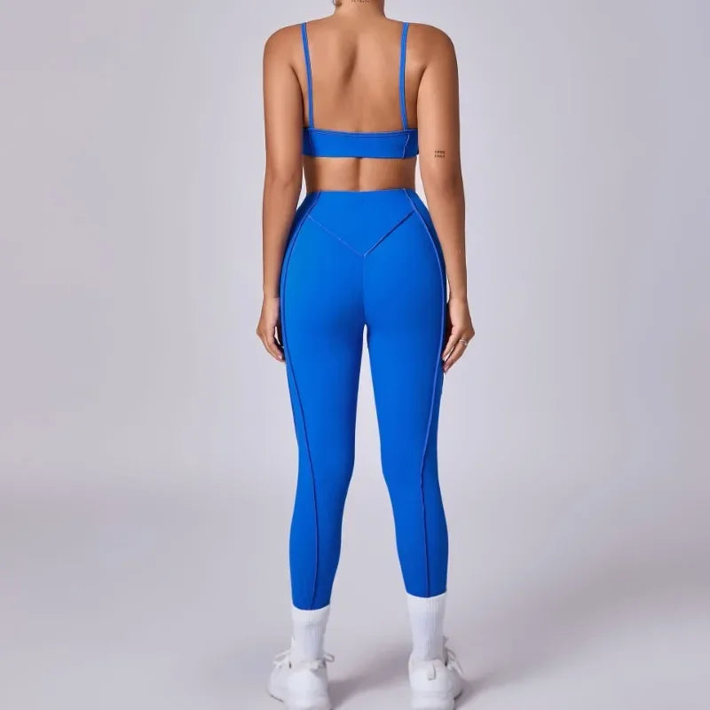 2-Piece Yoga Set – Open Back Sports Bra &amp; High Waist Shorts