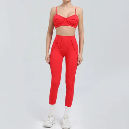 2-Piece Yoga Set – Open Back Sports Bra &amp; High Waist Shorts