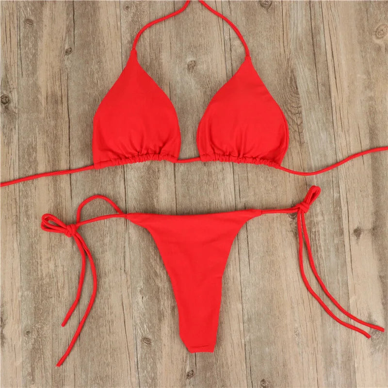 2026 Multicolor Textured Adjustable Tie Side Push Up Sexy Bikini Padded Swimwear For Women Beach Bathing Suit