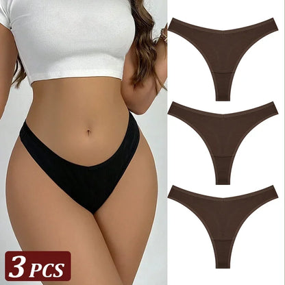 3-Piece Seamless Thong Panty Set – Soft Cotton Women&